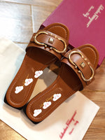 S-shoe S.a.l.v.a.t..o.r.e F.e.r.r.a.g.a.m.o Women's Wide Width Slide Sandals Slip On Flat Cross Strap Casual Summer Shoes