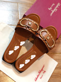 S-shoe S.a.l.v.a.t..o.r.e F.e.r.r.a.g.a.m.o Women's Wide Width Slide Sandals Slip On Flat Cross Strap Casual Summer Shoes