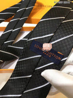 A-accessories Louis Vuitton Men's Silk Tie and Pocket Square Woven Formal Tie Cufflink Set Solid Neckties