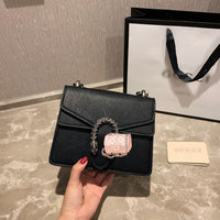 M-Handbag GUCCI 20cm Ladies Vintage Printing Wide Shoulder Strap Messenger Bag Small Square Bag