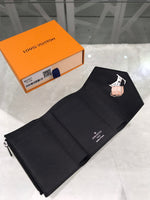 A-accessories NO.M62948 8.5-12.0-1.5cm Louis Vuitton Women's Short Purse Leather Medium Wallet Bifold Card Coin Holder Small Purses Buckle Zipper