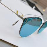 S-sunglasses Dior Women's Oval Cat Eye Sunglasses For CD0230S Lady Metal Shades Luxury Sunglasses Female Driving Glasses Fashion Women Mirror Eyewear Frame Metal Temple UV400