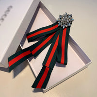 A-accessories GUCCI  Rhinestone Crystal Ribbon brooches Bow Brooch pre-Tied Bow tie