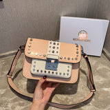 M-Handbag M.K 23-16cm Women Designer Rivet Shoulder Bag Ladies Top Handle Clutches Handbags Purse