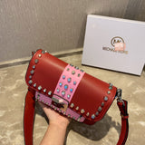 M-Handbag M.K 23-16cm Women Designer Rivet Shoulder Bag Ladies Top Handle Clutches Handbags Purse