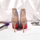 S-shoe C.h.r.i.s.t.i.a.n L.o.u.b.o.u.t.i.n Women's Solid Color Tulle Perspective Embroidery Lace Zipper Mid Block Heel Sandals Summer Daily Outing