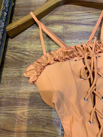 D-clothing Zimmermann Women's Halter One Piece Swimsuits Braid Macrame Ruched Tummy Control Swimwear