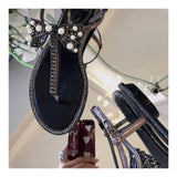 S-shoe R.e.n.e C.a.o.v.i.l.l.a Women's Beaded Flat Sandals Pearl Beach Toe Ring Casual Bohemia Summer Sandals