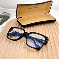 S-sunglasses Korean Style Rectangular Black Acetate Frame Anti Radiation Glasses For Loopy Women Oversized Shades for Women Glasses Frame Clear Lens Eyeglasses Elastic Temples Leg