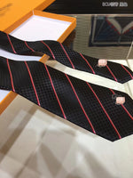 A-accessories Louis Vuitton Men's Silk Tie and Pocket Square Woven Formal Tie Cufflink Set Solid Neckties