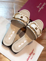 S-shoe S.a.l.v.a.t..o.r.e F.e.r.r.a.g.a.m.o Women's Wide Width Slide Sandals Slip On Flat Cross Strap Casual Summer Shoes