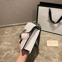 M-Handbag GUCCI 20cm Ladies Vintage Printing Wide Shoulder Strap Messenger Bag Small Square Bag