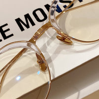 S-sunglasses Round Frame Computer Anti Radiation Replaceable Hinges High Quality Eyeglass For Kito Black Acetate And Gold Metal Frame Anti Blue Reading Beta Titanium Glasses For Women Men
