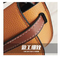 L-package Women Gate Saddle Shaped Crossbody Bag Shoulder Purse cowhide leather Adjustable shoulder strap-mini red