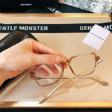 S-sunglasses G monster Anti-Blue Women Round Glasses Eyeglasses For Jeff Anti Radiation Metal Details Thin Temples Transparent Retro unisex Computer lens Oversized Black Acetate Frame Eyewear 99.9% UV Protection