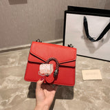M-Handbag GUCCI 20cm Ladies Vintage Printing Wide Shoulder Strap Messenger Bag Small Square Bag