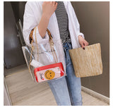 L-package Women PVC Transparent Handbag Tote Bamboo Handles Summer Beach Bag Bucket Shoulder Bag Crossbody Bag Cosmetic Shoulder Handbag