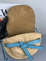 H-bag Loewe Gate Mini Bag Light Blue/Natural Women Gate Saddle Shaped Crossbody Bag Shoulder Purse