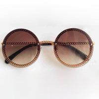 Summer Gold Chain Round Sunglasses For Women Shades Brand Designer Alloy Retro Rimless Fashion Futuristic For Sun Glasses UV400