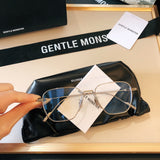 S-sunglasses G monster Unisex Eyeglasses Lens Titanium Frames For Tap Tap Optical Computer Double Bridge Design Eyewear Protection Radiation Protection Light Sunlight Blocking Frame Square Lens