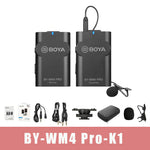 E-electronic XINPU Boya BY-WM4 Pro K1/K2/K3/K5 Dual Channel 2.4G Wireless Studio Condenser Microphone Lavalier Interview Mic for DRLR Cameras