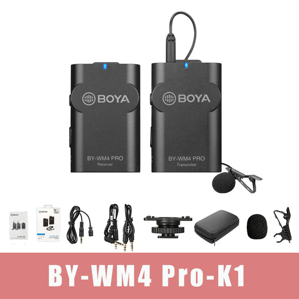E-electronic XINPU Boya BY-WM4 Pro K1/K2/K3/K5 Dual Channel 2.4G Wireless Studio Condenser Microphone Lavalier Interview Mic for DRLR Cameras
