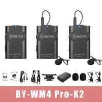 E-electronic XINPU Boya BY-WM4 Pro K1/K2/K3/K5 Dual Channel 2.4G Wireless Studio Condenser Microphone Lavalier Interview Mic for DRLR Cameras