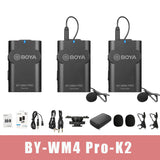 E-electronic XINPU Boya BY-WM4 Pro K1/K2/K3/K5 Dual Channel 2.4G Wireless Studio Condenser Microphone Lavalier Interview Mic for DRLR Cameras