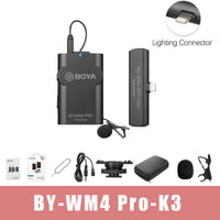 E-electronic XINPU Boya BY-WM4 Pro K1/K2/K3/K5 Dual Channel 2.4G Wireless Studio Condenser Microphone Lavalier Interview Mic for DRLR Cameras