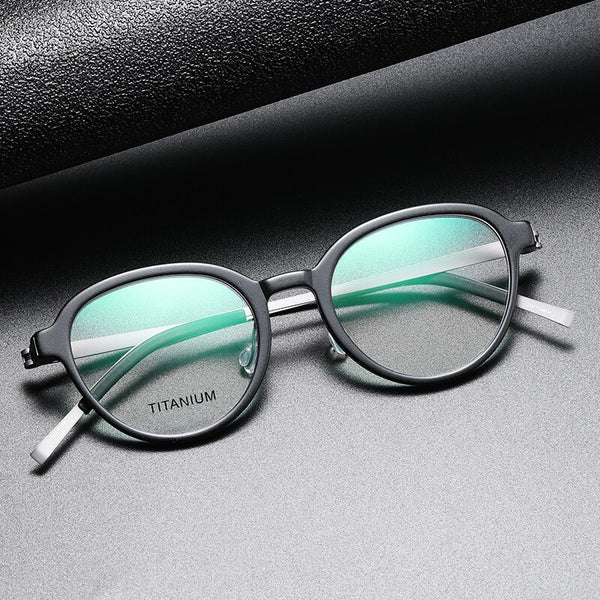 Eyeglasses Men 1176  Round Denmark Titanium No Screw Korea Glasses Frames Optical Ultra-light Business Reading Glasess For Men