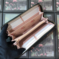A-accessories GUCCI NO.524291 19-10-2.5cm Women’s Long PU Leather Wallet with Credit Card Holders Money Organizer Zipper Purse Wristlet Handbag