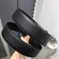 A-accessories Prada 3.4cm Men's Dress Belt Automatic Buckle Leather Ratchet Belt for for Dads, Husbands, Boyfriends, Brothers Gift with Box