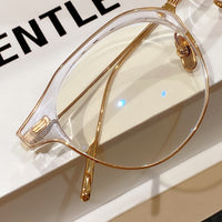 S-sunglasses Round Frame Computer Anti Radiation Replaceable Hinges High Quality Eyeglass For Kito Black Acetate And Gold Metal Frame Anti Blue Reading Beta Titanium Glasses For Women Men