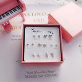 7 Pairs/set Of Simple One Week Earrings Set Fashion Earrings Combination Set Female Love Star Moon Flower Simple Cute Stud Earrings Jewelry