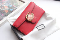 A-accessories GUCCI  NO.400586 19-6-3cm Women Wallet Leather Bifold Long Ladies Card Holder Organizer Ladies Clutch