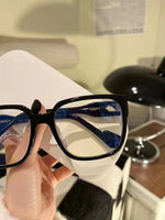 S-sunglasses Korean Style Rectangular Black Acetate Frame Anti Radiation Glasses For Loopy Women Oversized Shades for Women Glasses Frame Clear Lens Eyeglasses Elastic Temples Leg