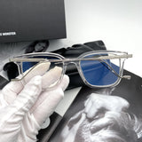 S-sunglasses 2021 Monster Square Computer Glass For Mosey With White Round Case Anti Radiation Gaming Replaceable Eyeglass for Prescription Lens Optical Frame Blue lens Eyewear Eyeglass Peculiar Glasses for Men Women Eyewear