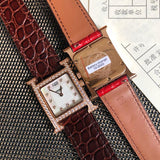 W-watch h.e.r.m.e.s Heure H watch, 21 x 21 mm Steel watch with sunburst stamped motif