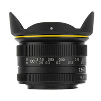 E-Electronic KamLan KL7.5MM F3.2 Fixed-focus APS-C frame mirrorless lens Large Aperture Fisheye Wide Angle Mirrorless Camera Lens M4/3-mount Wide Angle Lens Large Aperture Lens