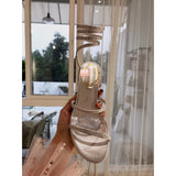 S-shoe R.e.n.e C.a.o.v.i.l.l.a Womens Chunky Block Low Mid Heel Lace Up Strappy Sandal Faux Suede Shoes