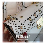 L-package Women Quilted Flower Genuine Leather Shoulder Bag Girls Side Purse and Shoulder Handbags Designer Clutch with Chain