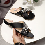 S-shoe MIU MIU New Women Casual Summer Flat Slippers Flip Flops Female Crystal Outside Shoes Girls Comfortable Woman Footwear
