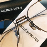 S-sunglasses G monster Unisex Eyeglasses Lens Titanium Frames For Tap Tap Optical Computer Double Bridge Design Eyewear Protection Radiation Protection Light Sunlight Blocking Frame Square Lens