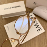 S-sunglasses 2021 Gentle Anti Radiation Glasses For Alio With White Round Case Retro Round Glasses Frame Anti Blue Light Eyeglasses Round Oversized Antiradition Replaceable Lens in Full Metal Frame Computer Eyewear for Women and Men