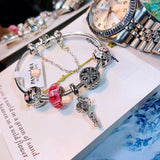 J-jewelry Pandora Silver Plated Snake Chain Charm Bracelets Crystal Beads Bracelet for Women