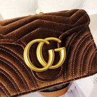 L-package GC Women's Marment Style ‎446744  mini bag embroidered chevron velvet with a heart Golden Chain