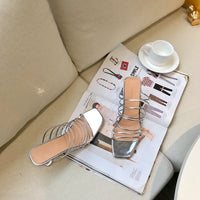 S-shoe R.E.J.I.N.A P.Y.O Polished Crisscrossed High Heel Sandal Open Toe Ankle-Strap Dress Platform Sandal