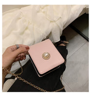 L-package Leather Makeup Lipstick Case with Mirror for Purse Cosmetic Pouch Travel Makeup Bag Holder Fits of Lipstick Travel Purse Storage with Chain