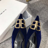S-shoe Balenciaga Womens High Heel Pumps Pointed Ankle Buckle Stilettos Dress Shoes