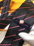 A-accessories Louis Vuitton Men's Silk Tie and Pocket Square Woven Formal Tie Cufflink Set Solid Neckties